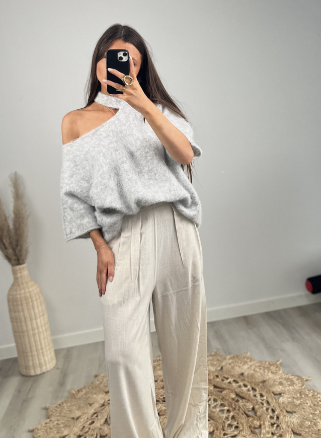 LUNA - Off-Shoulder Knit Grey