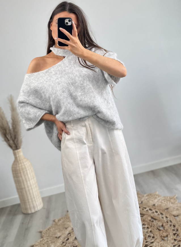 LUNA - Off-Shoulder Knit Grey