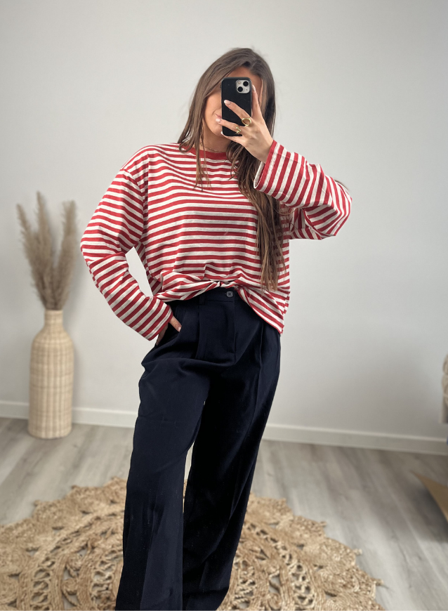 EMMA - Long-sleeved grey/red